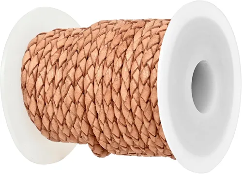 Miniatura 22 de GENIQUE Cuerda de Cuero Trenzada Redonda Genuina Real, Cuerda de Cuero para Manualidades, Hacer Joyería, Collar, Pulsera (5 Metros)