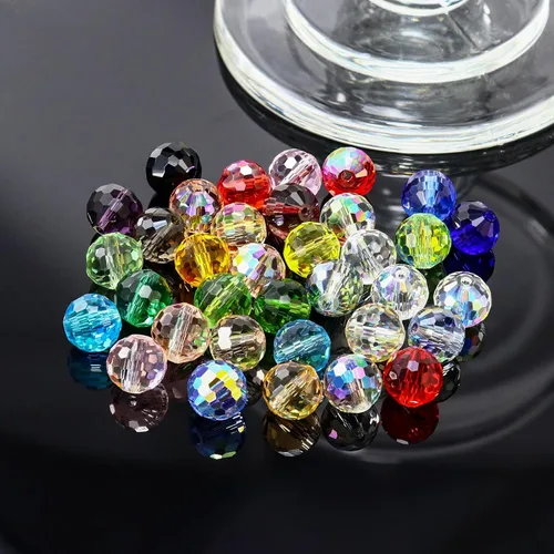 Miniatura 4 de Dowarm 150 PIEZAS Cuentas de cristal de vidrio redondas de 6 mm para hacer joyas, cuentas facetadas de cristal rondelle espaciadoras de color azul