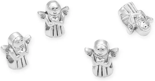 Miniatura 17 de 10 cuentas sueltas de gran agujero de flor de rosa (agujero de 0.177 in) espaciador de metal plateado antiguo para manualidades de joyería MEC-E3