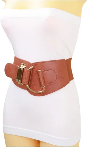 Miniatura 70 de TFJ - Cinturón ancho de moda para mujer, cintura alta, hebilla de gancho de metal dorado, talla XS, S, M, L, XL