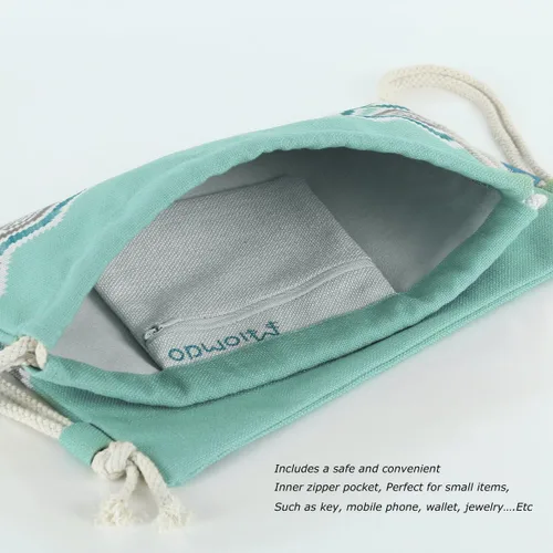 Miniatura 3 de Mochila con cordón Miomao estilo bohemia cadena bolsa lona playa deporte Daypack