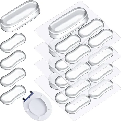 Outus Paquete de 20 protectores de asiento de inodoro, accesorio universal para tapa de inodoro, parachoques de goma de silicona con adhesivo fuerte