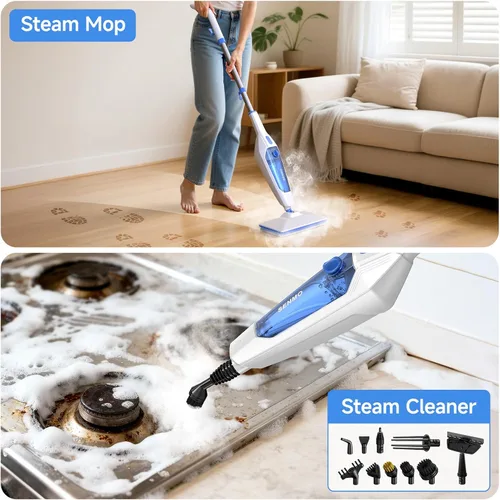 Miniatura 2 de SENMO Trapeador de vapor, limpiador de vapor desmontable 14 en 1 para el hogar y el piso, 1300 W, 228 °F, vaporizador multiusos de limpieza profunda