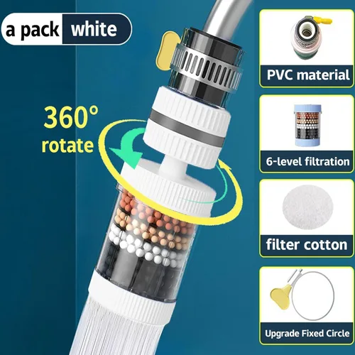 Miniatura 3 de Filtro de grifo de agua universal de 0.591-1.260 in, adaptador de grifo redondo, carbón activado, elimina cloro, fluoruro, metales pesados, incluye