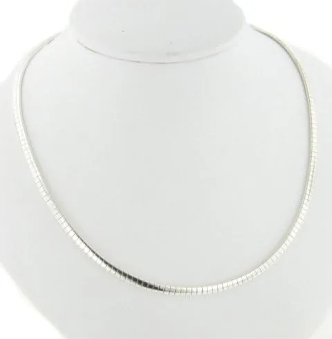 Miniatura 2 de Collar o pulsera de plata de ley italiana plana Omega largo (longitud 7, 8, 16, 18, 20, 24 pulgadas)