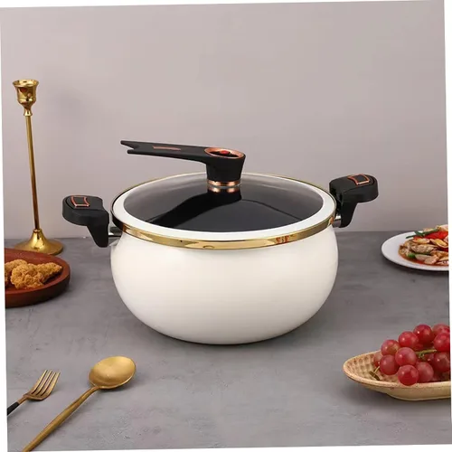Miniatura 4 de Mini olla a presión, olla de calentamiento rápido de 8 litros con asas de bloqueo, olla antiadherente con tapa transparente estable para gas