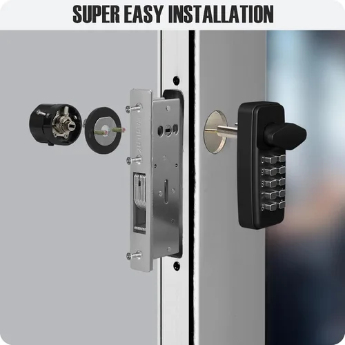 Miniatura 2 de 100% Cerradura de teclado sin llave para tienda, Adams Rite comercial DIY de remplazo de embutir, cerradura de entrada de aluminio sin perforación