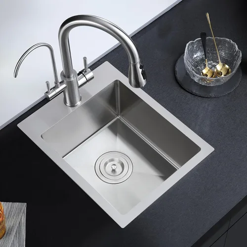 Miniatura 19 de ROVATE Fregadero de cocina de 20 x 16 pulgadas, fregadero de cocina de montaje superior hecho a mano, fregadero de cocina o bar de acero inoxidable