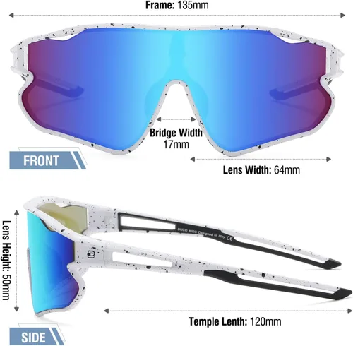 Miniatura 3 de DUCO Gafas de sol para niños y jóvenes, ligeras, con montura TR90, UV400, para béisbol, ciclismo, para niños y niñas, DK268