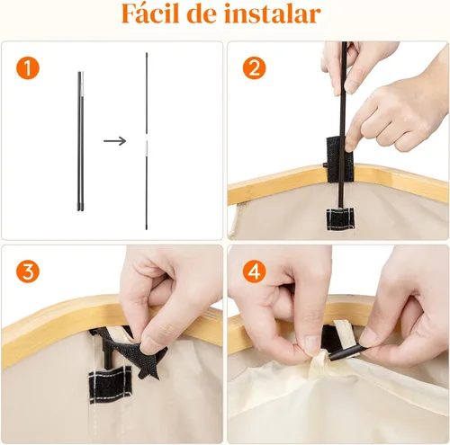 Miniatura 5 de Lifewit Cesta de lavandería de 80 litros con tapa, cestas de ropa para lavandería con asas de bambú y una bolsa de lavandería extraíble, cesta