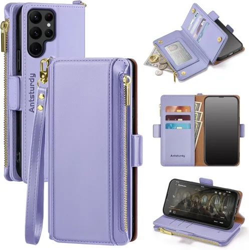 Miniatura 10 de Antsturdy Samsung Galaxy S22 Ultra - Cartera con tarjetero para mujeres y hombres, funda para teléfono Galaxy S22 Ultra 5G, bloqueo RFID, piel