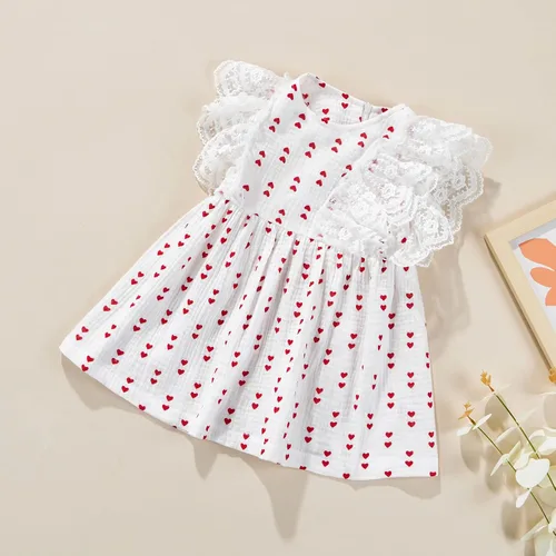 Miniatura 2 de Disfraz de tutú de tul de manga larga con estampado de corazón de terciopelo para niñas pequeñas, ropa de San Valentín