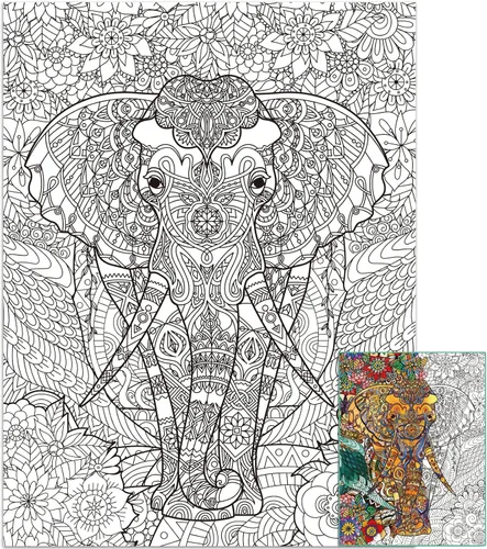 Miniatura 7 de Póster gigante de mandala para colorear para niños y adultos, hojas de perezoso para colorear de 39.37 x 51.96 pulgadas, póster de mandala