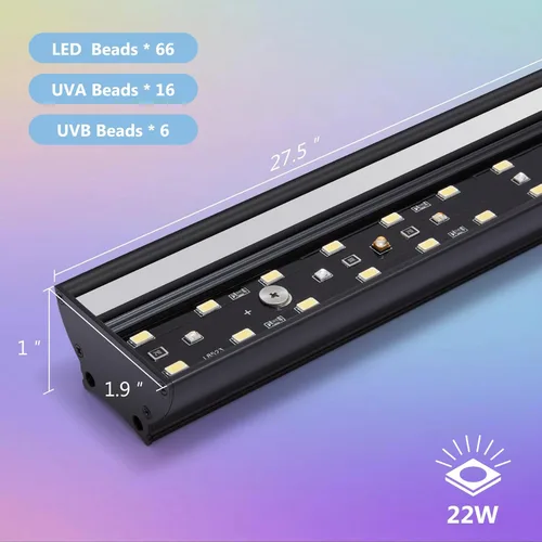 Miniatura 6 de REPTITRIP Lámpara LED UVB de 27 Pulgadas para Reptiles, Controlador de Accesorio de Luz LED para Reptiles con Atenuación y 4 Modos UVI, Lámpara
