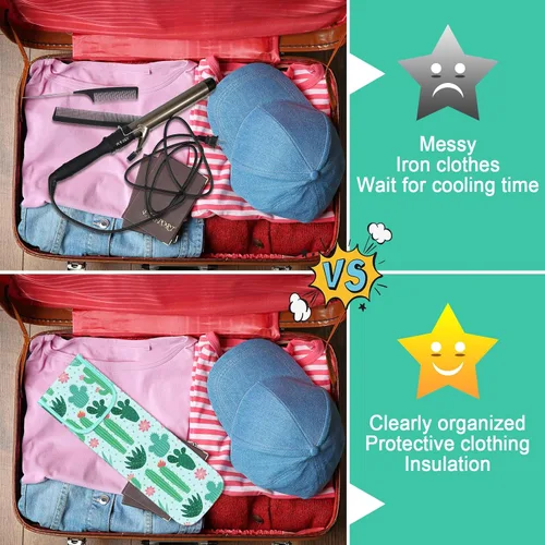 Miniatura 6 de Shappy Funda de Viaje para Rizador de 2 Piezas Resistente al Calor Funda Soporte para Plancha Plana Manga de Neopreno para Alisador y Bolsa Plana