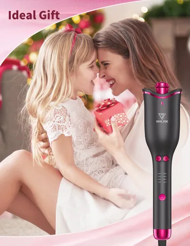 Miniatura 6 de Rizador automático para mujer, rizador automático giratorio de cabello largo, barril de cerámica de 1 pulgada, 4 temperaturas y 3 temporizadores