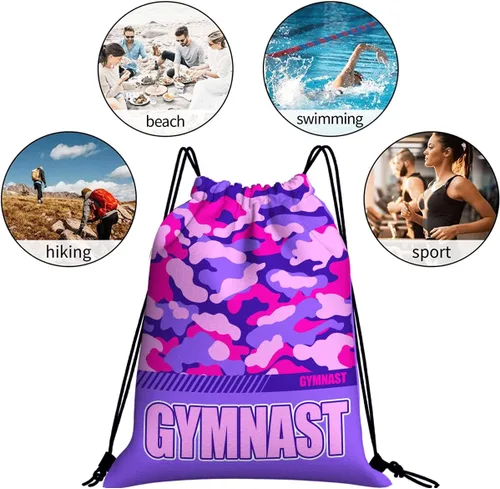Miniatura 23 de Mochila con cordón impermeable para gimnasio, bolsas con cordón, bolsa de cuerda deportiva, mochila de camuflaje, Bolsas con cordón Cheer - Bolsas