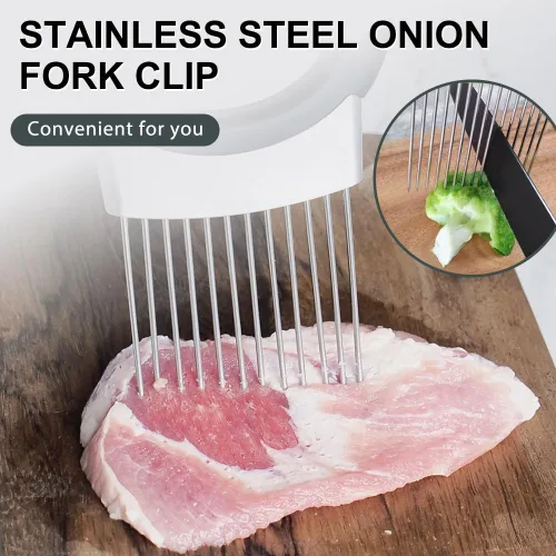 Miniatura 4 de Cortador de cebolla de acero inoxidable, soporte de cebolla mejorado 2025 para rebanar, utensilios de cocina, picador de verduras para cortar limón