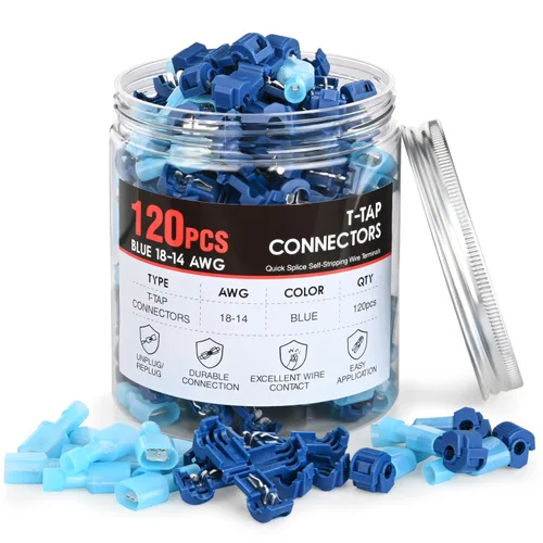 Miniatura 10 de Nilight - 50031R 240 unids/120 pares de terminales de cable de empalme T-Tap auto-pelacables con nailon totalmente aislado macho desconexiones