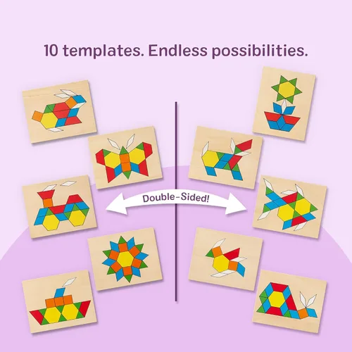 Miniatura 4 de Melissa & Doug, Juego clásico de bloques de patrones y pizarras, Estándar, Multi