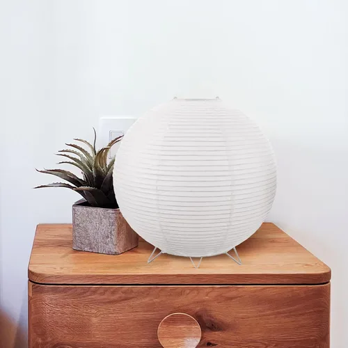 Miniatura 6 de Lámpara de mesa de papel con bombilla E14, luz suave y cálida para dormitorio, lámpara decorativa de papel de arroz para dormitorio, lámpara