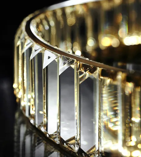 Miniatura 6 de Candelabros modernos de cristal con control remoto, 3000-6000 K 20 pulgadas, anillo de oro de 20 pulgadas, lámpara LED regulable de cristal redondos