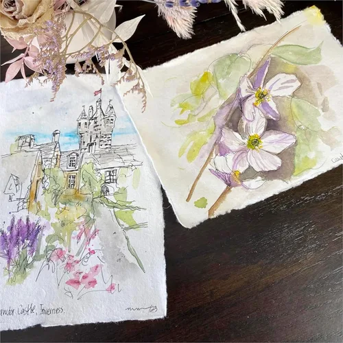 Miniatura 5 de Wanderings Papel hecho a mano A4 Crema para medios mixtos con borde envejecido - 8.25x11.7-150 GSM - 50 hojas de papel texturizado prensado en frío