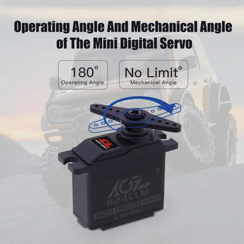 Miniatura 9 de AGFRC 6KG Mini Servo Motor de Dirección RC Impermeable - 0.085Seg Alta Velocidad Engranaje de Titanio Sin Núcleo Servo Digital para 1/16 Coche RC