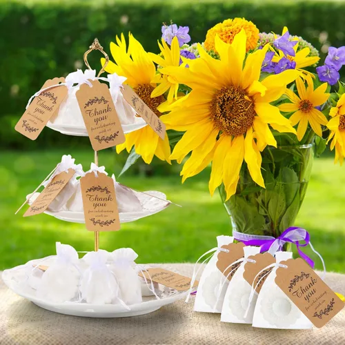 Miniatura 6 de Juego de 25 mini jabones de girasol para regalos de fiesta de boda, regalos de despedida de soltera, jabón de baby shower, regalos para invitados