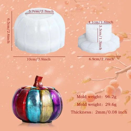 Miniatura 5 de Tarros de calabaza, molde de resina, caja de almacenamiento de Halloween, moldes de silicona, caja de joyería de calabaza, molde de fundición epoxi