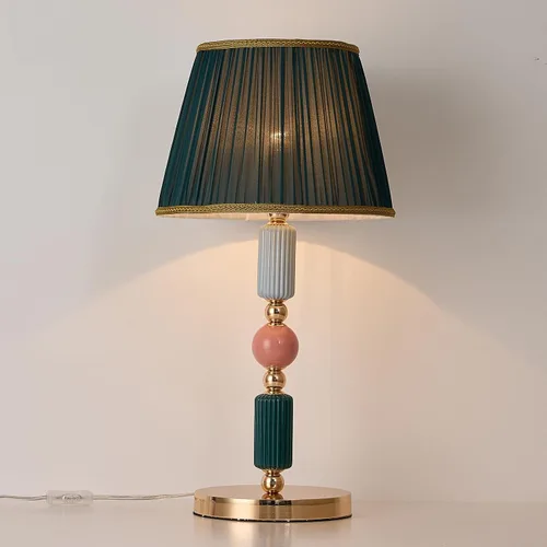 Miniatura 13 de Lámpara de mesa moderna imitada de seda con enchufe, base metálica, luz de escritorio con enchufe, cable y interruptor para dormitorio, mesita