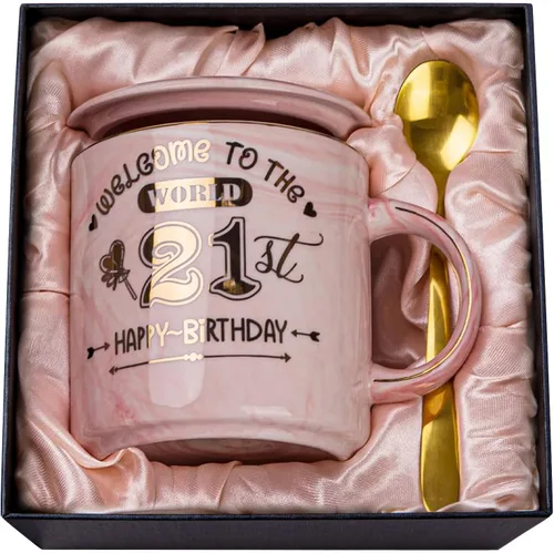 Miniatura 24 de Divertidos regalos de cumpleaños para mujeres, taza de café de 14 onzas con texto en inglés "Not a Day Over Fabulous" impresa con oro, ideas de Rosa