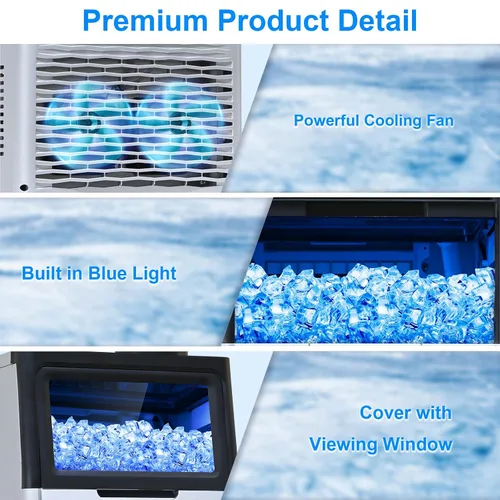 Miniatura 5 de Amzgachfktch - Máquina comercial para hacer hielo, 100 libras/24 horas, máquina para hacer hielo con 2 modos de entrada de agua, capacidad