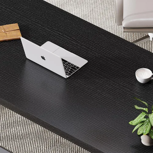 Miniatura 5 de LVB Escritorio Negro, Escritorio Moderno para Juegos, Escritura y Computadora para Oficina en Casa, Mesa de Metal y Madera para Estudio y Trabajo