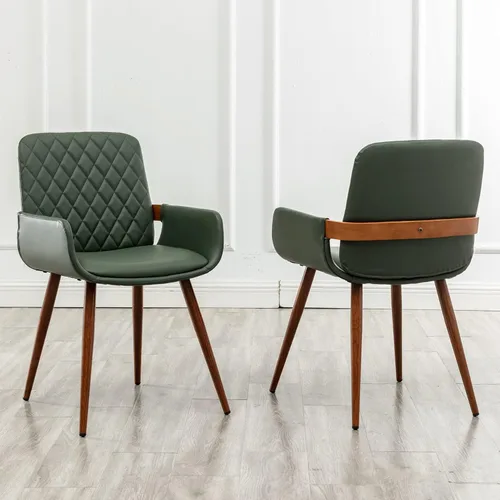 Miniatura 18 de LUNLING Sillas de Comedor Modernas de Mediados de Siglo de Cuero Sintético, Sillas con Asiento Tapizado y Patas de Metal, Silla de Cocina de Cuero