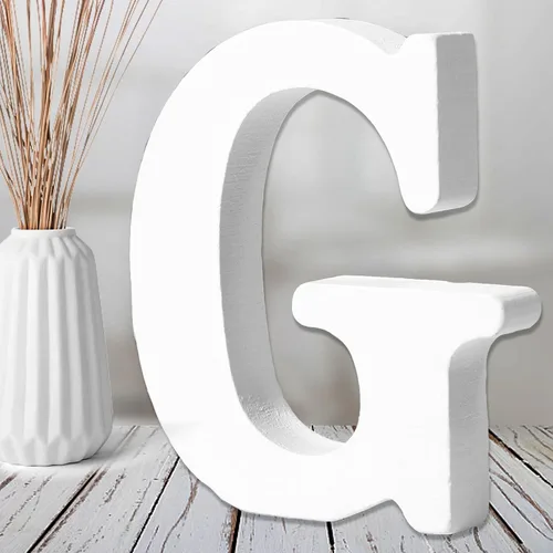Miniatura 11 de AOCEAN Letras de madera blanca de 6 pulgadas, letras de madera sin terminar para decoración de pared, letras de pie, rebanadas, decoración