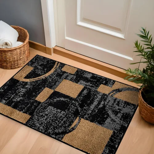 Miniatura 9 de Rugshop - Alfombra contemporánea con diseño abstracto de círculos, alfombra con respaldo de yute para entrada, cocina o habitación pequeña, marrón