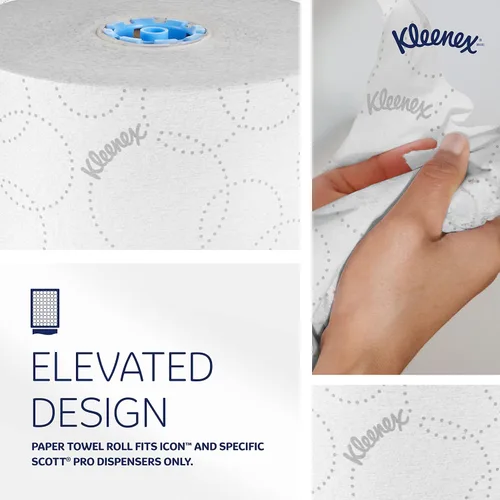 Miniatura 3 de Kleenex Toallas de Papel en Rollo Duro Profesionales, a Granel (54471), Enrollado Duro, Diseño Elevado, Bolsillos de Absorción Premium, Blanco