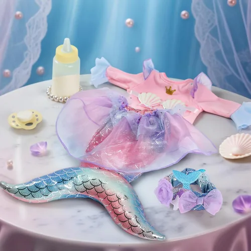 Miniatura 7 de BABESIDE Muñeca bebé de sirena para niña, muñecas de bebé suaves realistas de 15 pulgadas con cola de sirena brillante y accesorios, lindos juguetes