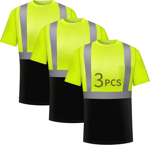 Miniatura 11 de Hi Vis - Camisetas de seguridad para hombre, reflectantes, de alta visibilidad, manga corta y larga, con bolsillo, paquete de 3 y 5