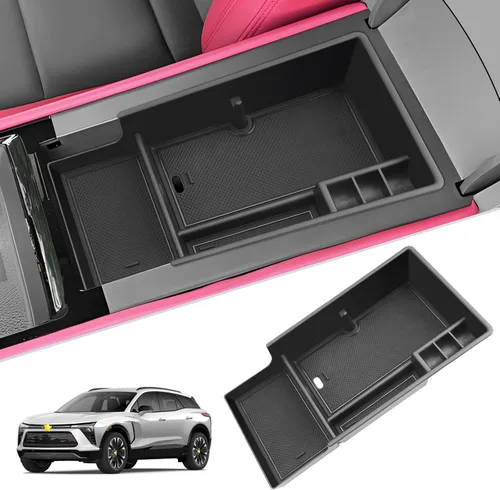 Miniatura 8 de SKTU para 2022 2023 Chevrolet Bolt EUV EV Organizador de consola central inserto de ABS negro, bandeja de materiales, reposabrazos, caja de 2022