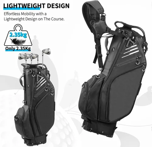 Miniatura 3 de Bolsa de golf con divisores de longitud completa de 14 vías con soporte, bolsa de golf ligera e impermeable, 8 bolsillos, bolsa enfriadora, bolsa