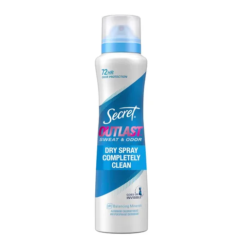 Secret Outlast Desodorante antitranspirante en aerosol seco para mujeres, protección contra el sudor y el olor de 72 horas, minerales que equilibran
