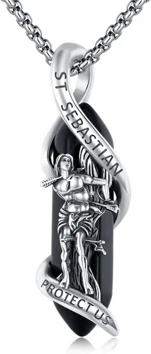 Brisskaari Collar con colgante de San Miguel, San Cristóbal, San Patricio, San Juda, San Benito, San José, plata de ley 925, medalla de amuleto de