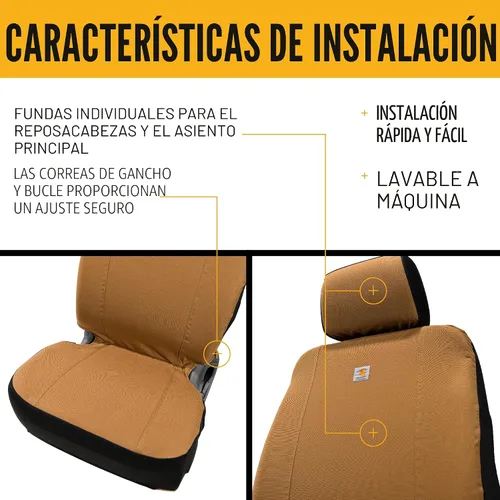 Miniatura 3 de Carhartt Funda de asiento de cubo ajustada universal de lona duck de nylon, protección duradera del asiento con Rain Defender, individual, negro