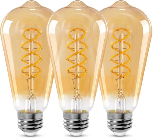 Miniatura 15 de ST64 Bombillas LED E26 Vintage Edison, vidrio ámbar claro, regulable, 4 W (equivalente a 40 W) 300 lúmenes, 2500 K blanco cálido, diseño de ámbar