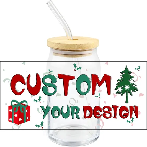 Adhesivo de transferencia DTF UV personalizado para metal, vidrio, taza, diseño de logotipo, imagen, texto, personalidad 3D UV DTF (10 piezas de 9.6