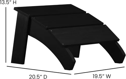 Miniatura 5 de Flash Furniture Sawyer Commercial Adirondack Style - Juego de patio, poliresina negra, resistente a la intemperie