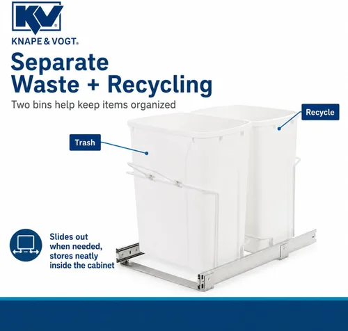 Miniatura 9 de Knape & Vogt SBM15-2-35WH - Bote de basura extraíble para montaje inferior de gabinete, 18.8 x 14.25 x 22 pulgadas