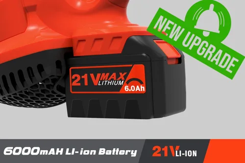 Miniatura 2 de Blütezeit Soplador de hojas inalámbrico, soplador de hojas alimentado por batería de 21 V (batería de 6.0 Ah y cargador incluidos), soplador